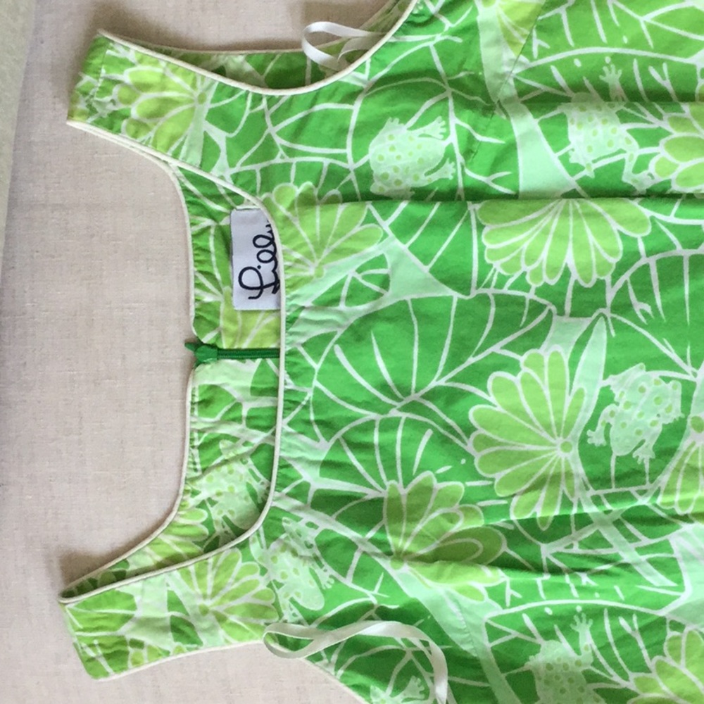 Lilly Pulitzer green frog print Shift Dress Sz 8P